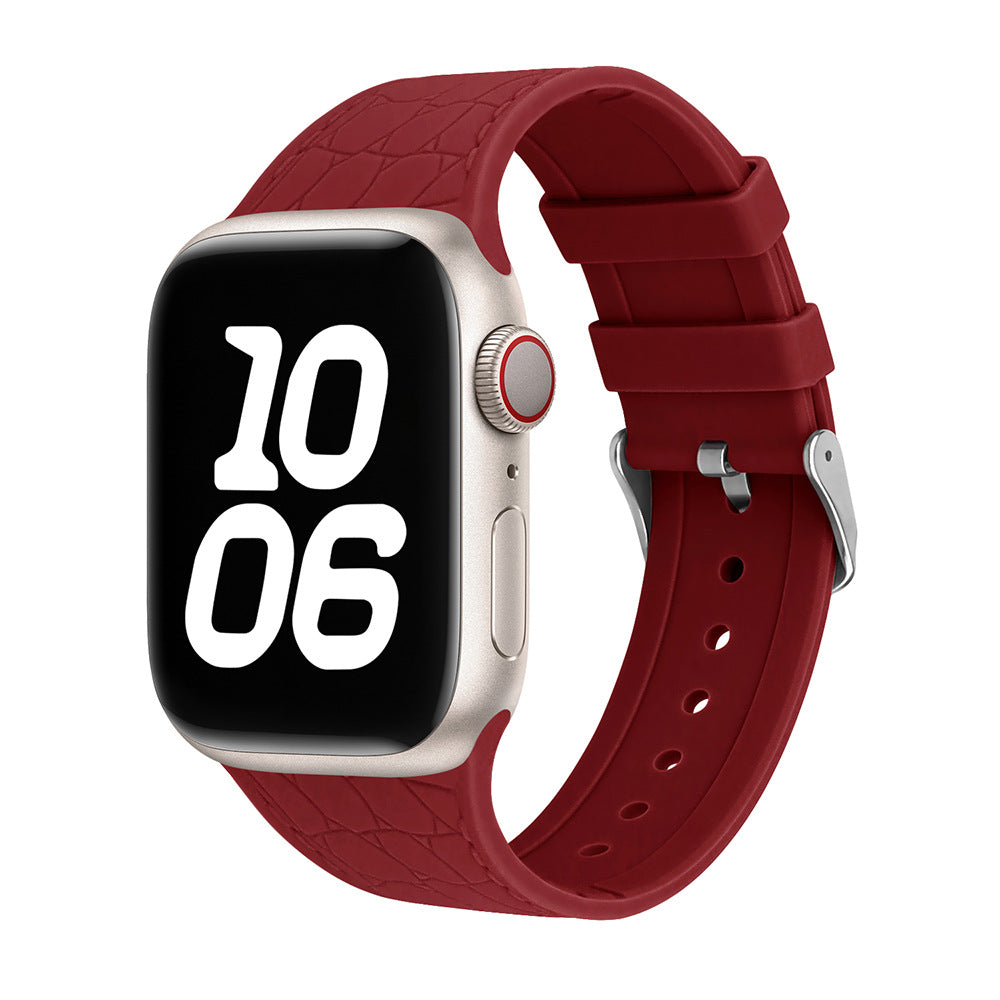 Lychee Texture Silicone Watch Band For Apple Watch
