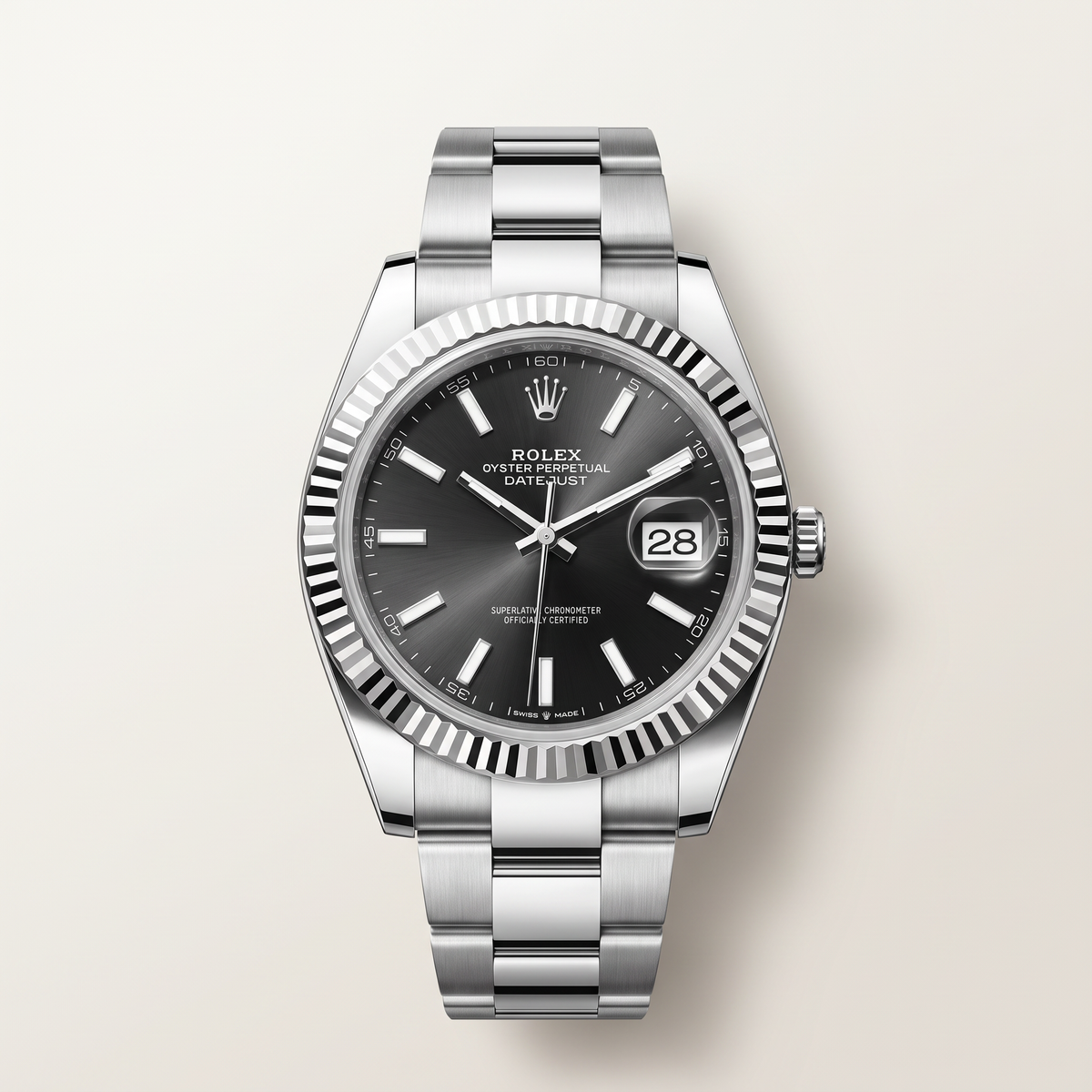 Datejust Bright Black Dial Oystersteel And White Gold Automatic Watch