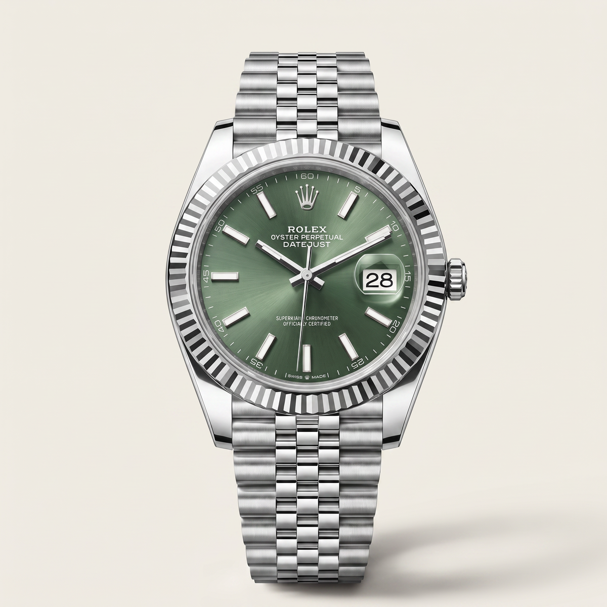 Datejust Classic Green Dial Oystersteel And White Gold Men's Watch
