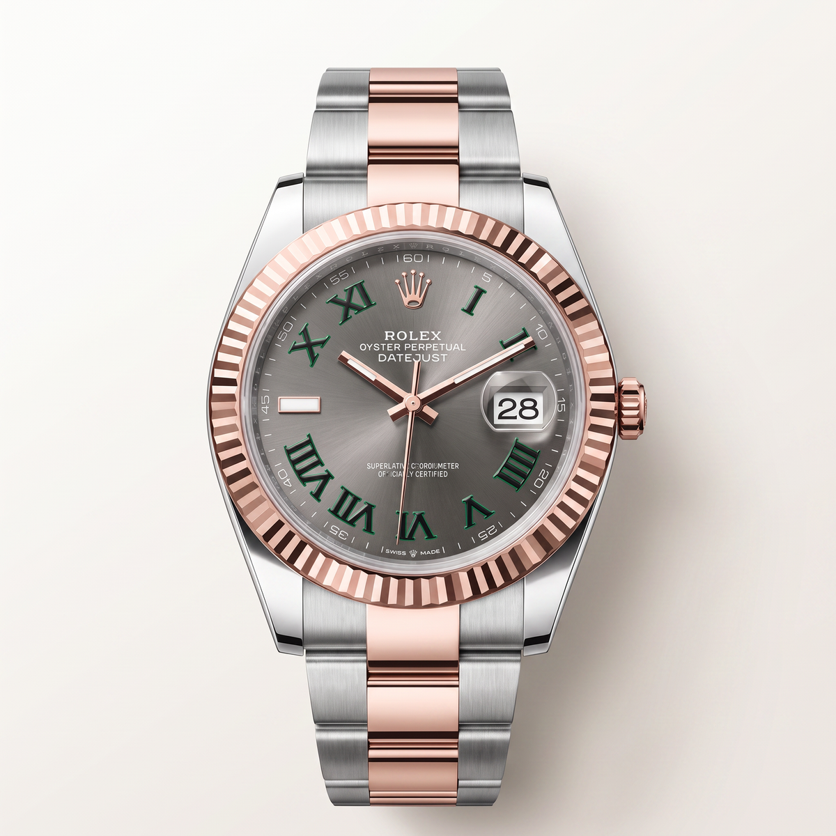 Datejust Fluted Bezel And Roman Dial Rose Gold Oyster Men's Watch