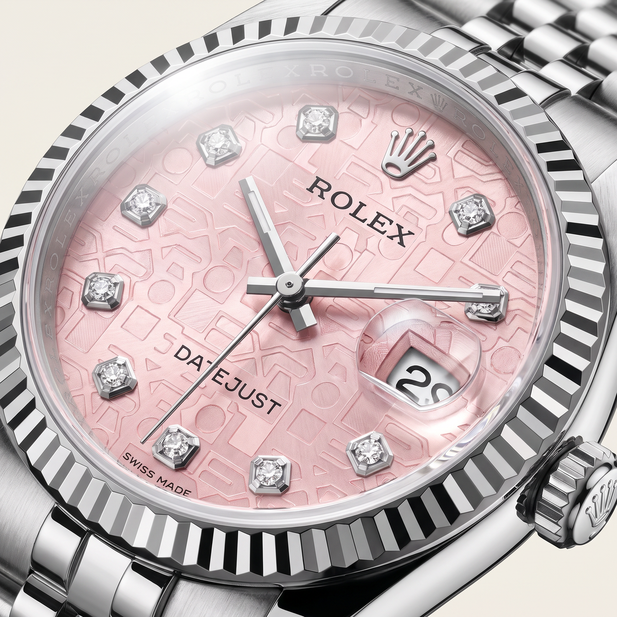Datejust Pink Computer Dial Stainless Steel Jubilee Automatic Watch