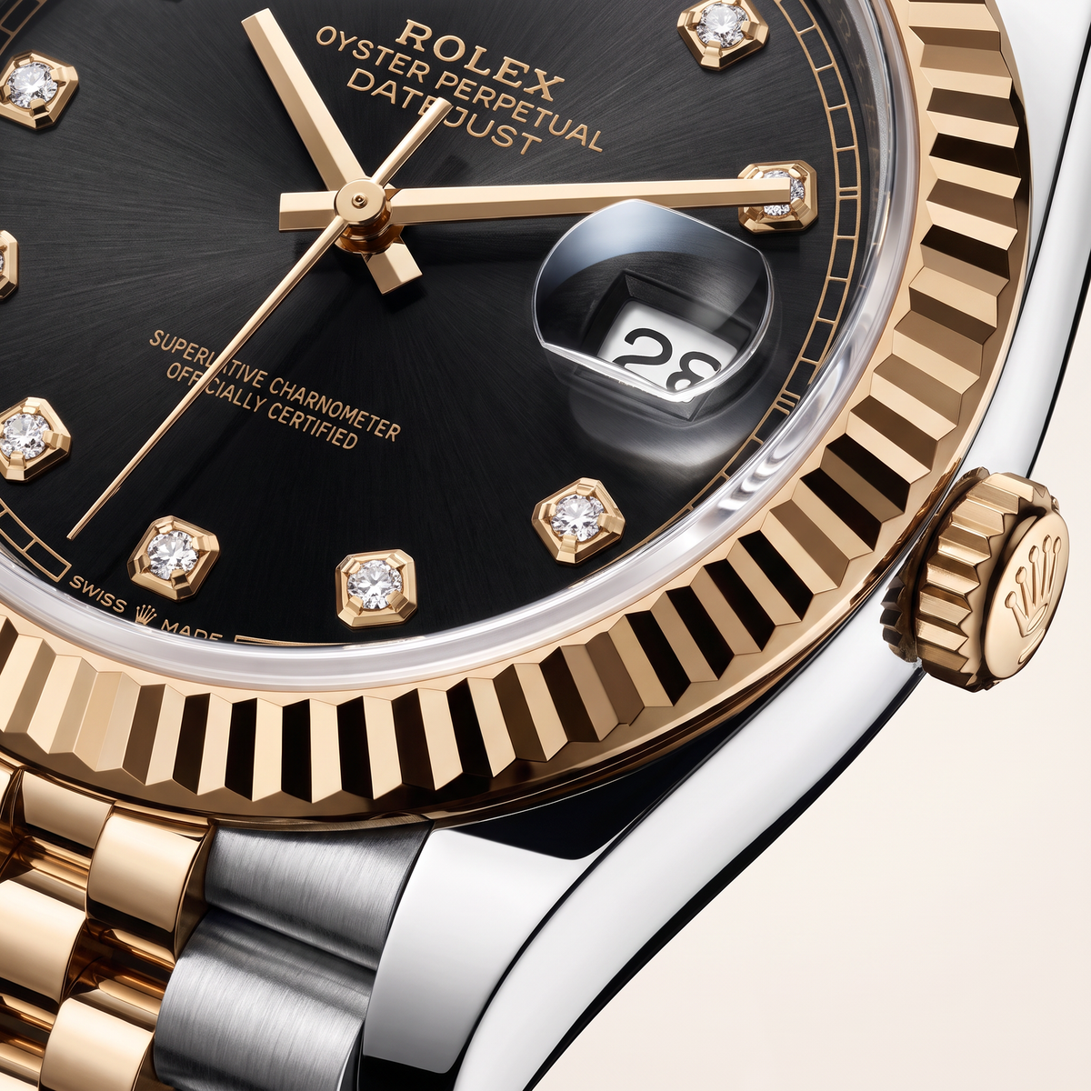 Datejust Stainless Steel Yellow Gold Black Diamond Dial Jubilee Bracelet Automatic Watch