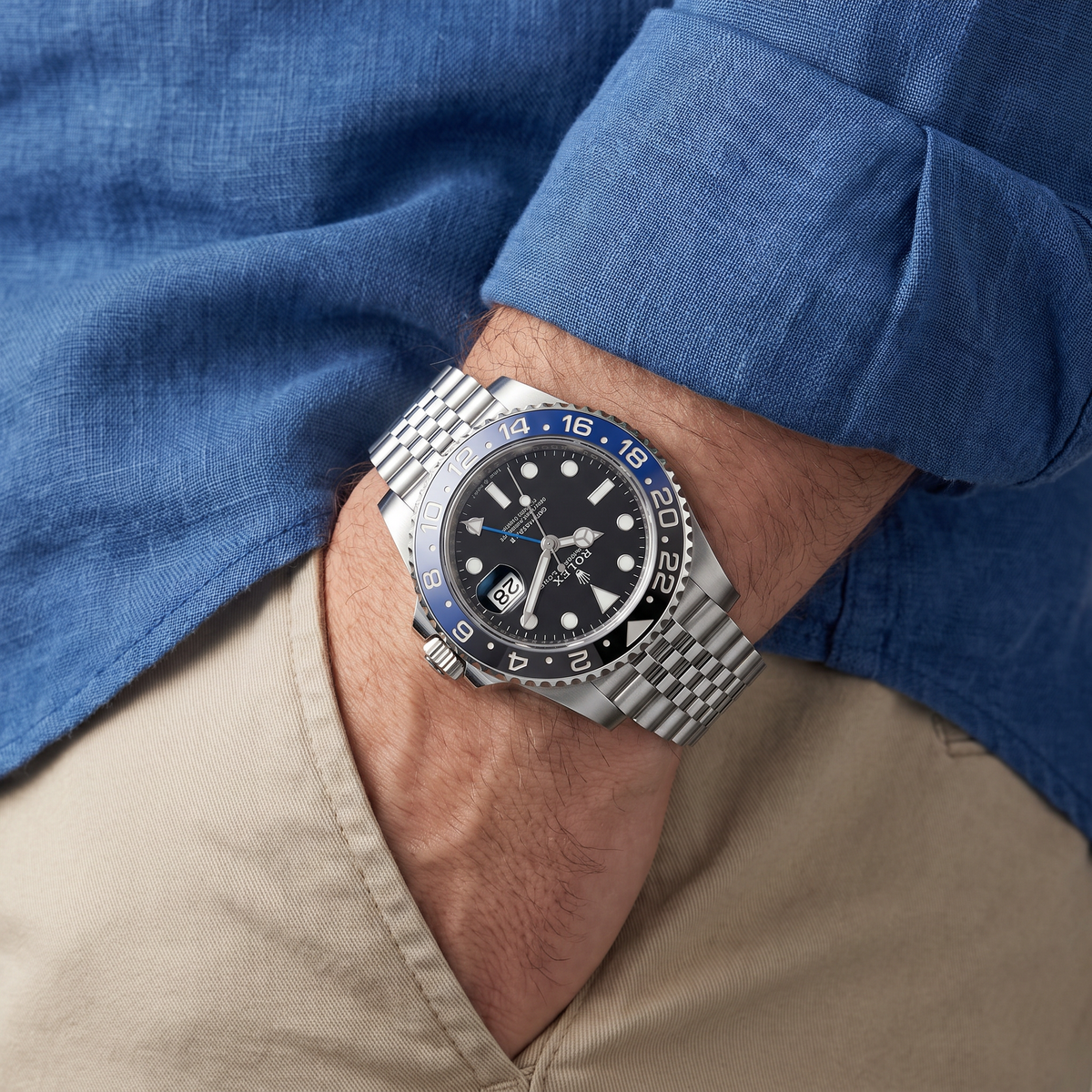 GMT-Master II Steel Black Blue Batman Bezel Men's Watch