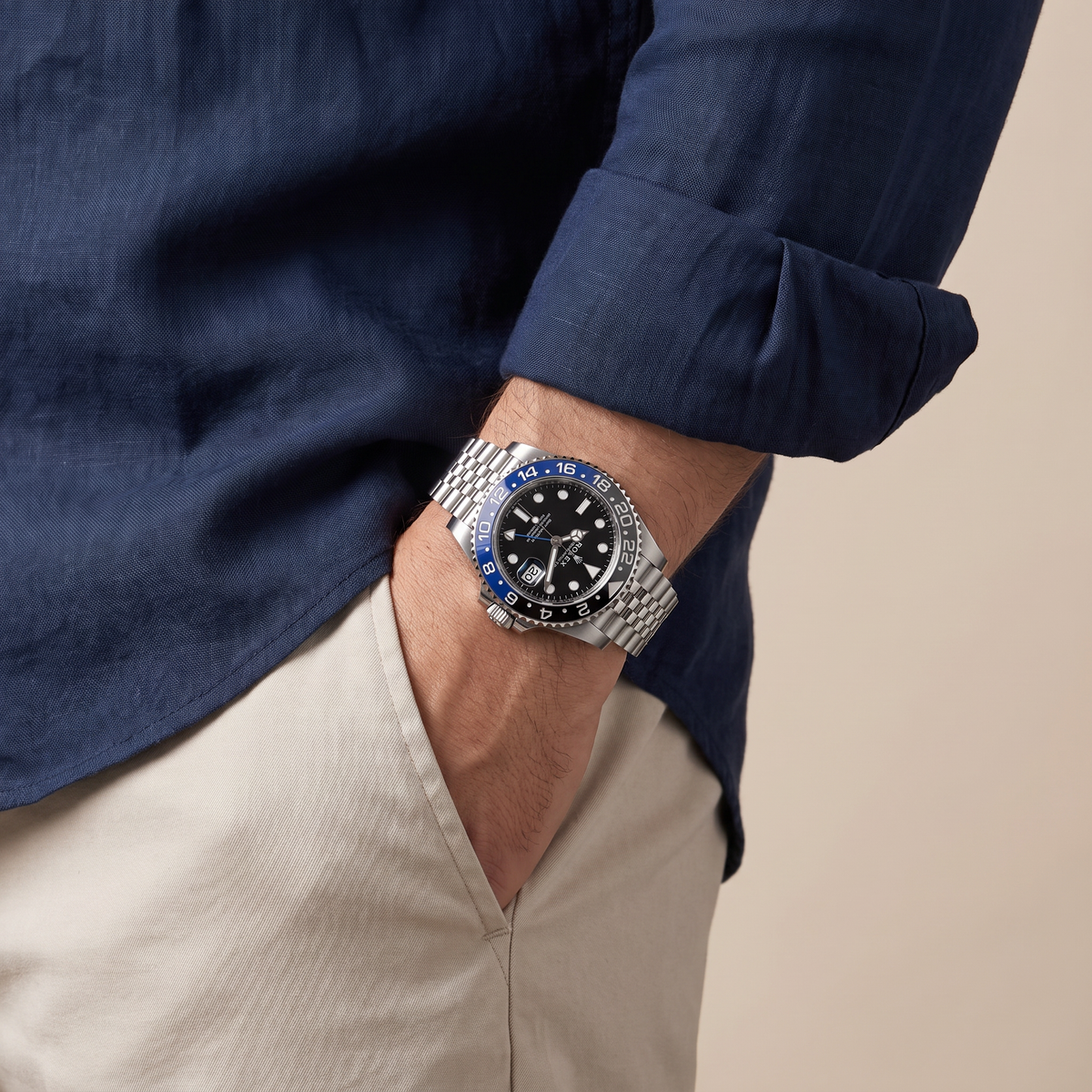 GMT-Master II Steel Black Blue Batman Bezel Men's Watch