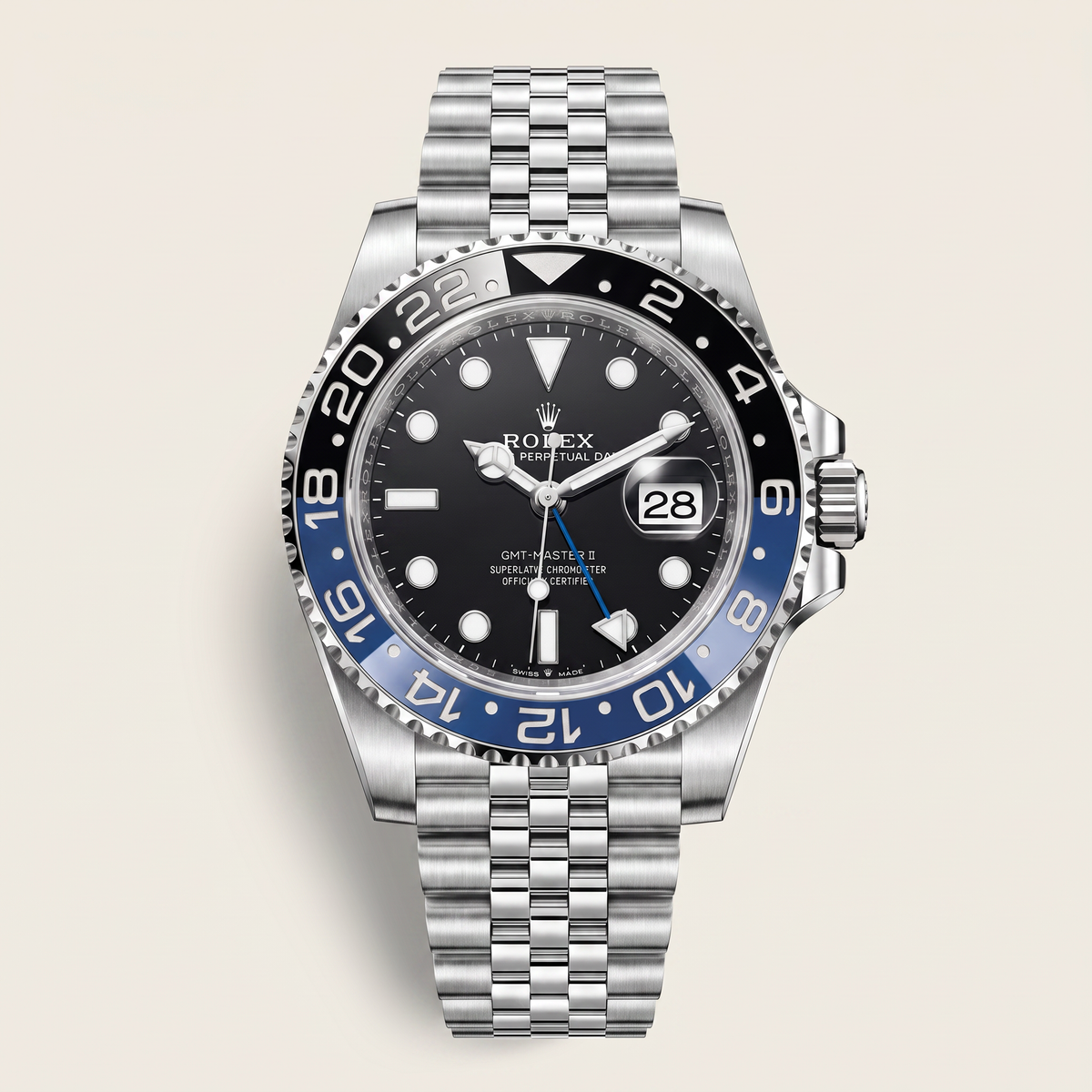 GMT-Master II Steel Black Blue Batman Bezel Men's Watch