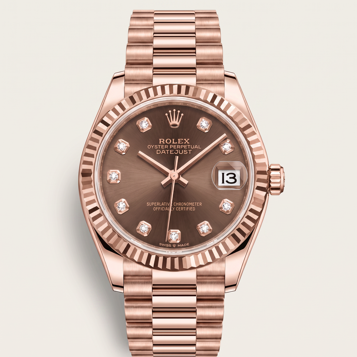 Lady-Datejust Chocolate Diamond Dial Everose Gold Watch