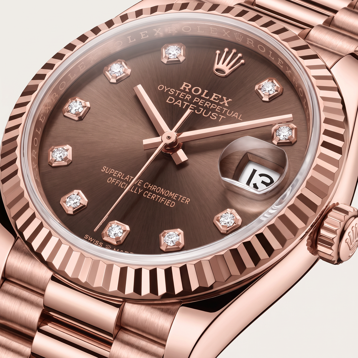 Lady-Datejust Chocolate Diamond Dial Everose Gold Watch
