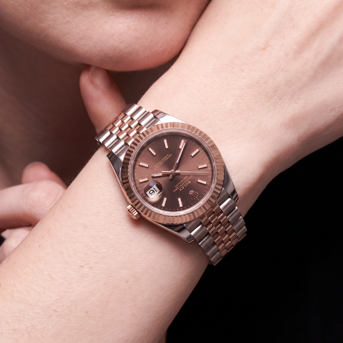 Lady-Datejust Chocolate Index Dial Everose Watch