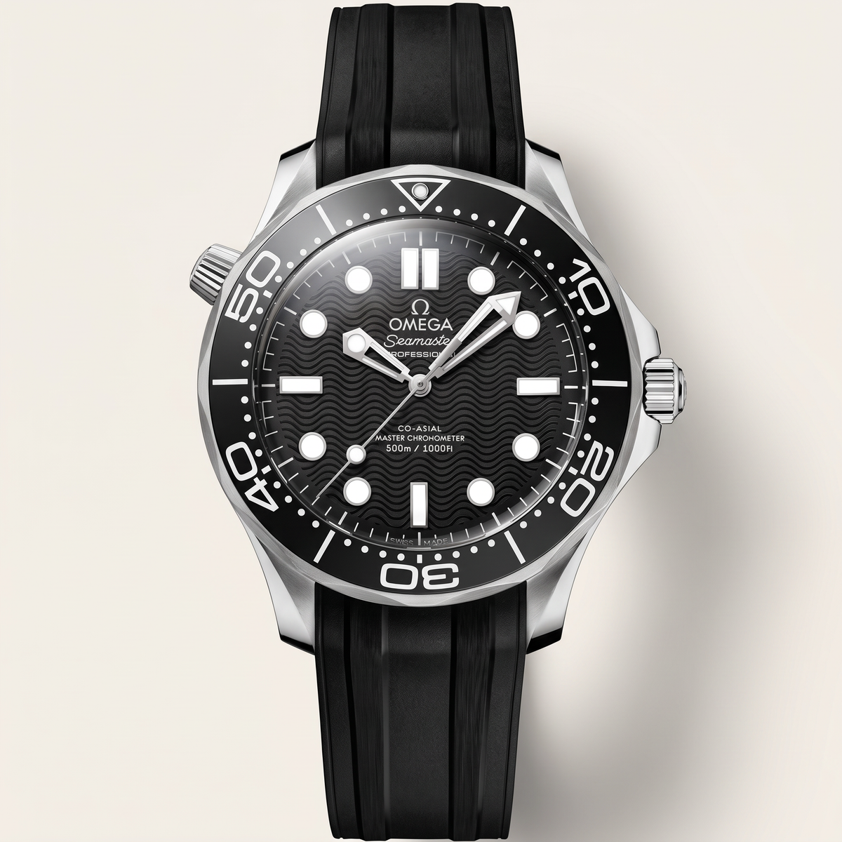 Seamaster Diver 300M Black Dial Rubber Strap Men's Watch