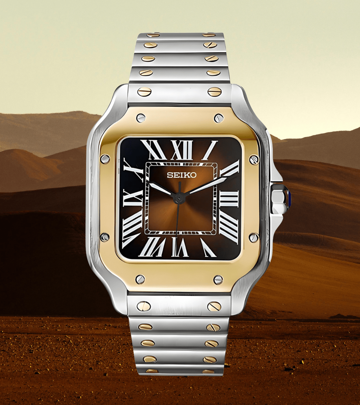 Seiko Mod Santos Twotone Brown