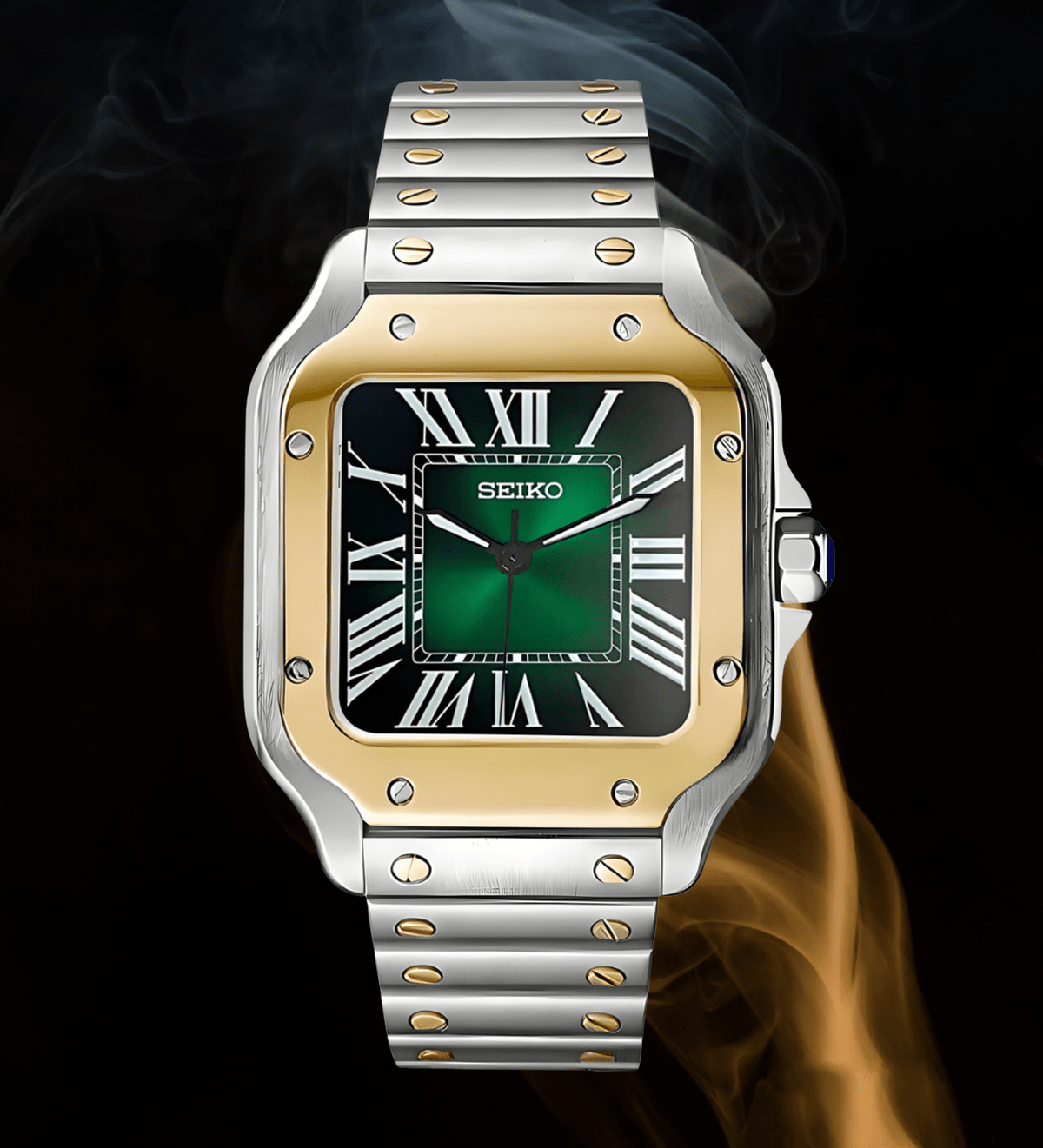 Seiko Mod Santos Twotone Green