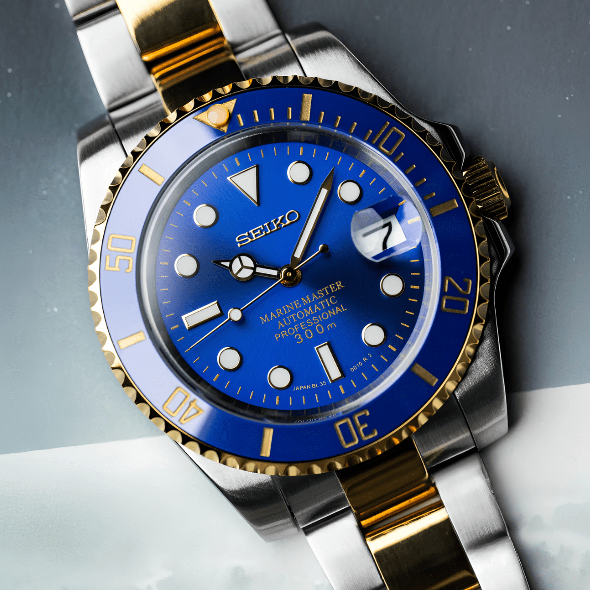 Seiko Mod Submariner Two-tone Blue