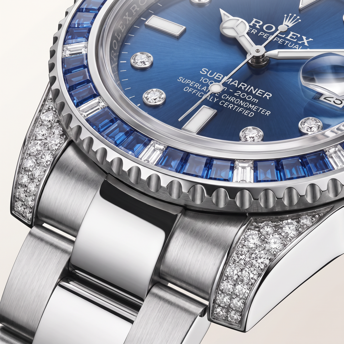Submariner Vivid Blue Sapphire And Diamond Bezel Men's Watch