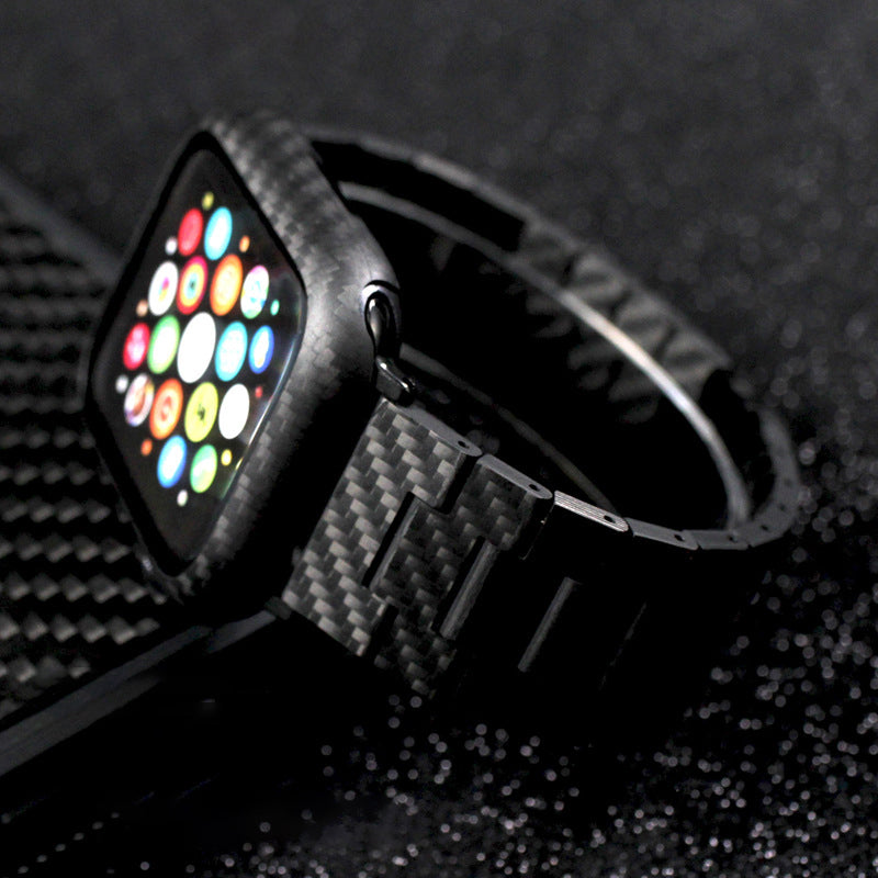 Carbon Fiber Apple Watch Band+Slim Aramid Fiber Protective Cover