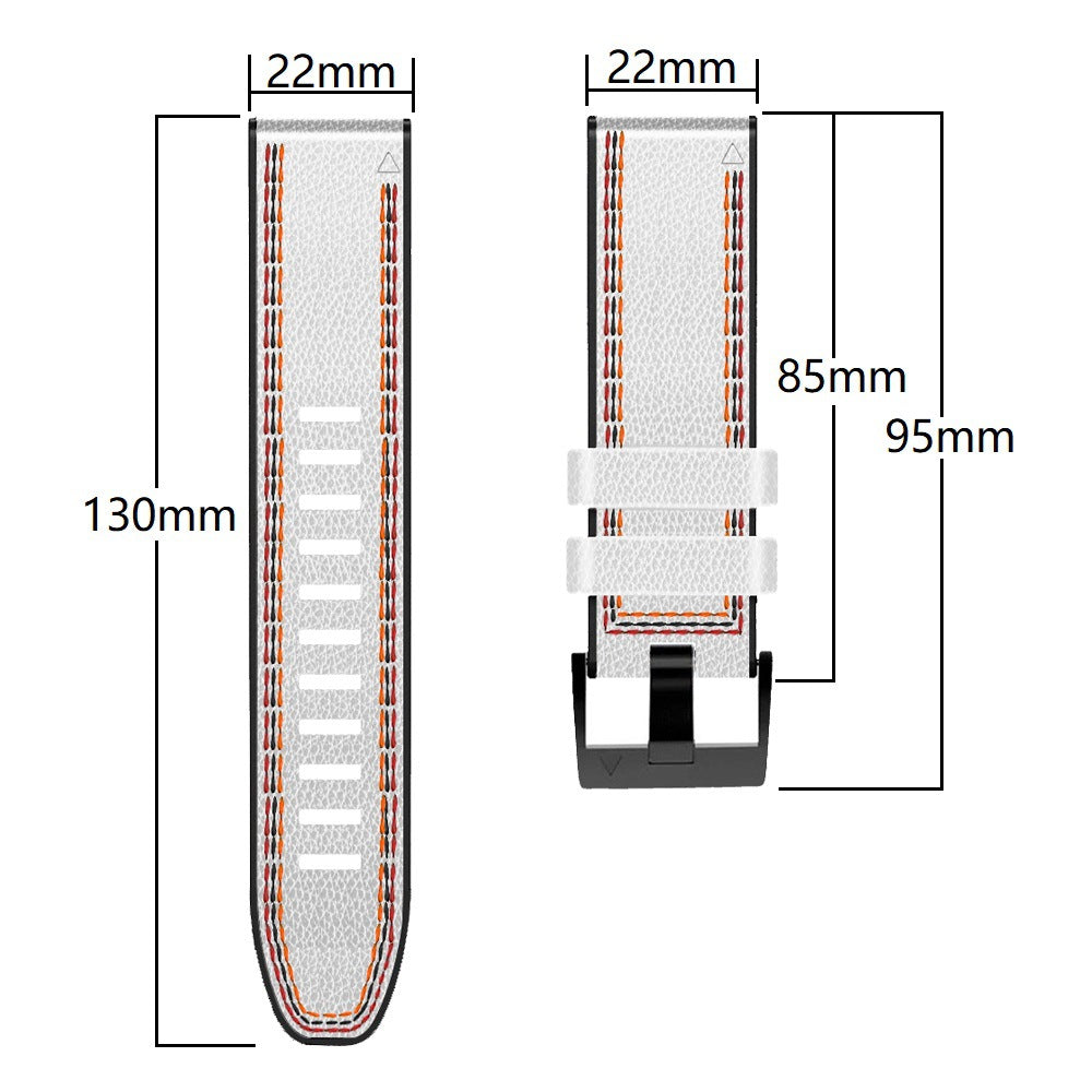 Grained Leather Strap for Garmin Fenix 8 7X 6X Pro