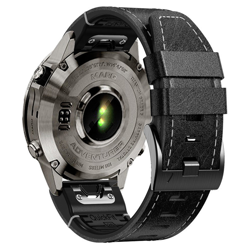 TPU + Leather Strap for Garmin Fenix 8 7X 6X Pro