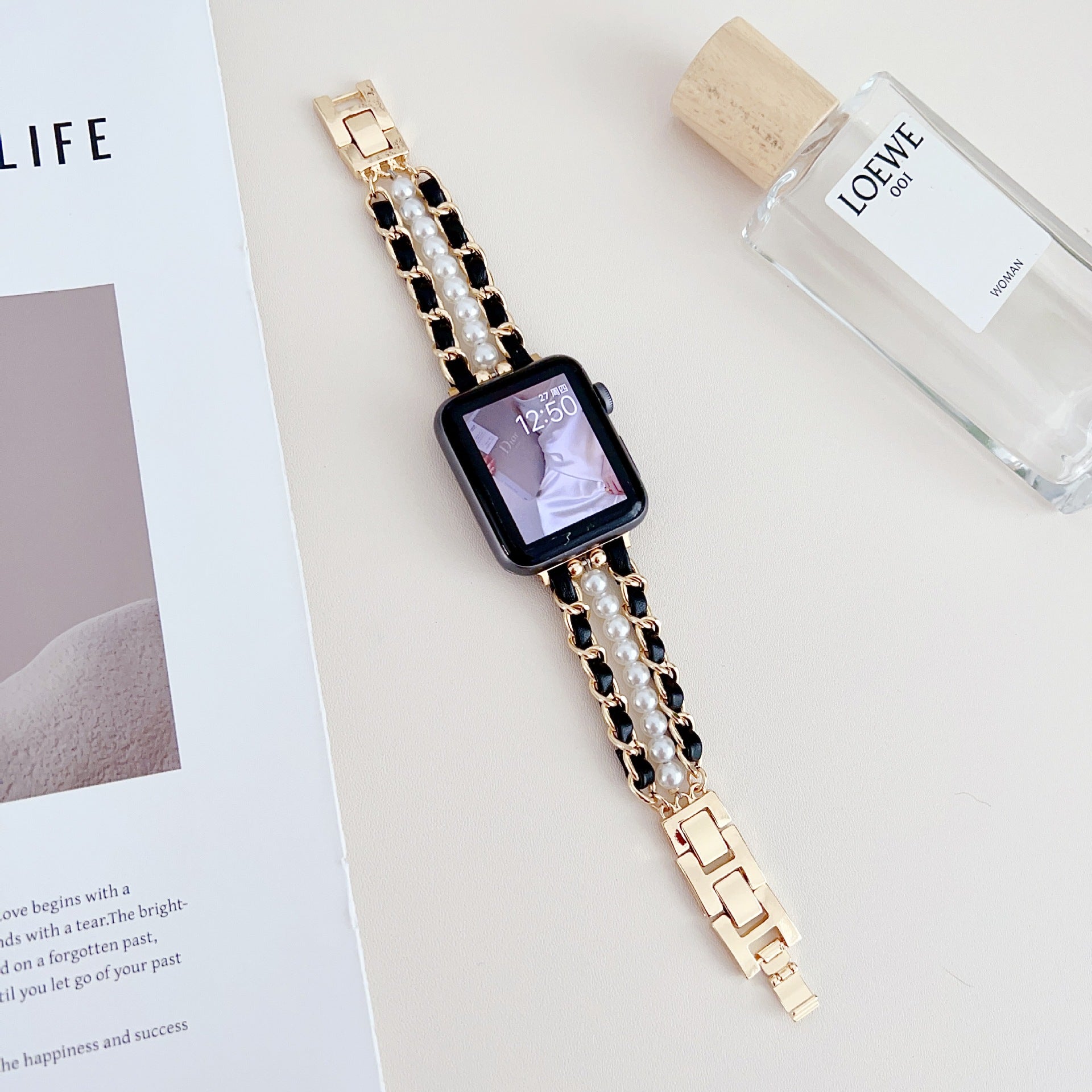 Pearl Metal Link Bracelet for Apple Watch