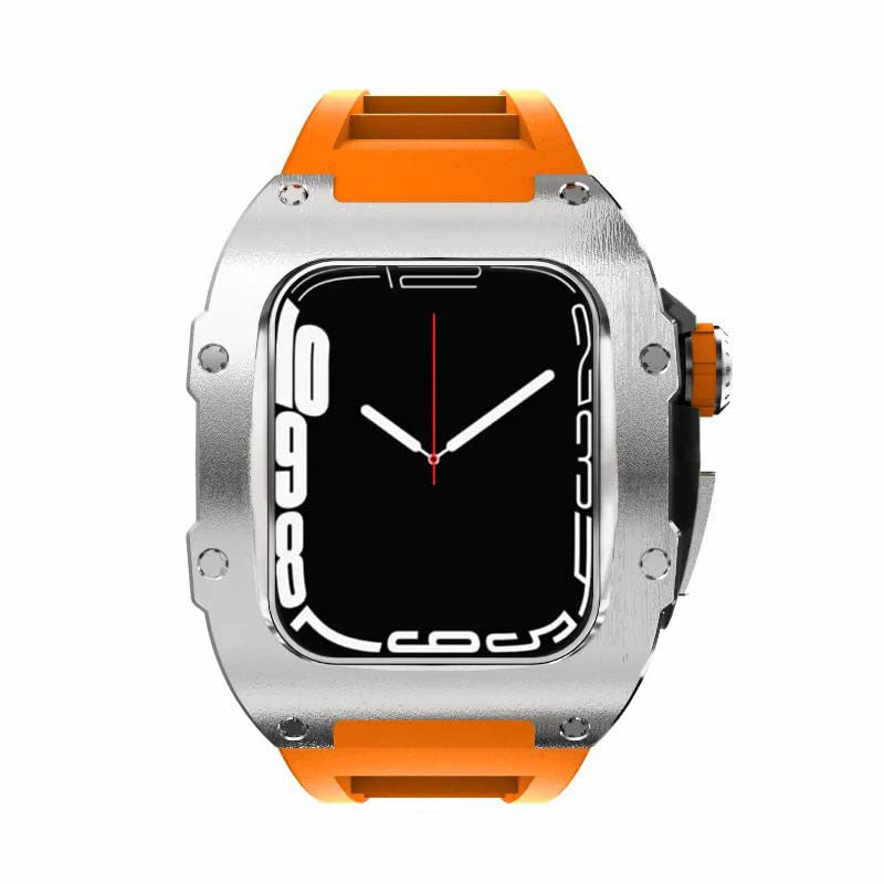 Fluororubber Band Stainless Steel Case Retrofit Kit For Apple Watch