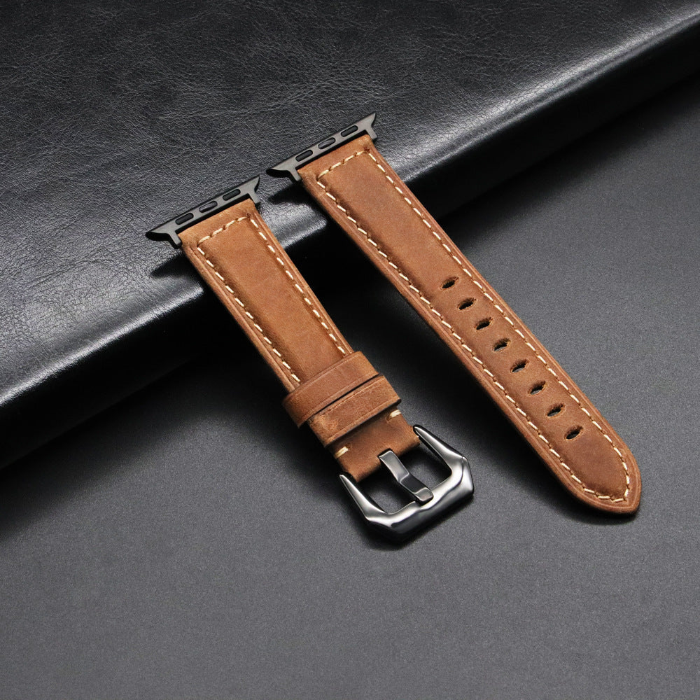 Vintage Leather Apple Watch Band - Frosted design
