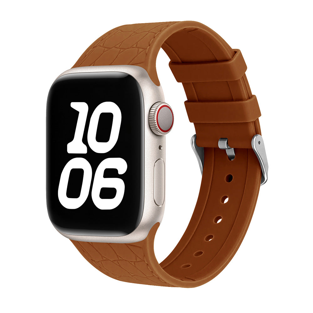 Lychee Texture Silicone Watch Band For Apple Watch