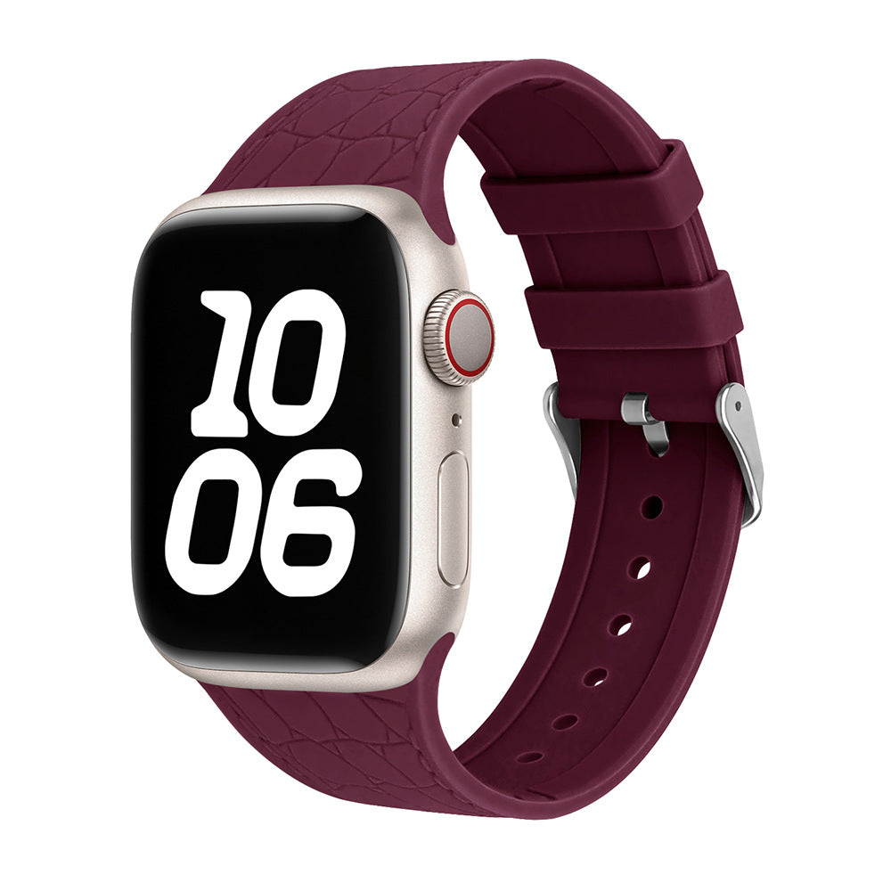 Lychee Texture Silicone Watch Band For Apple Watch