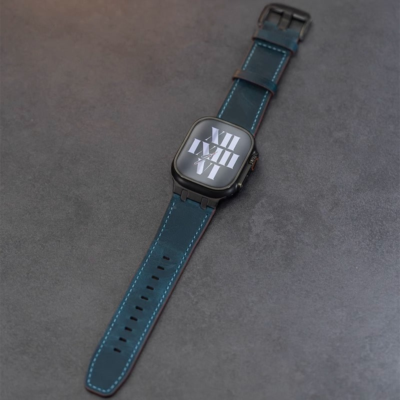 Crazy Horse Leather Strap + Metal Adapter for Apple Watch