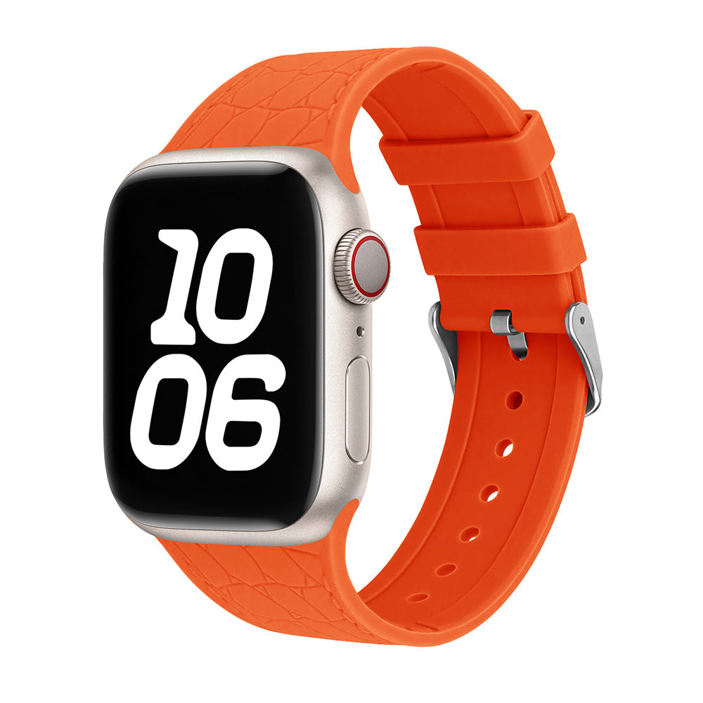 Lychee Texture Silicone Watch Band For Apple Watch