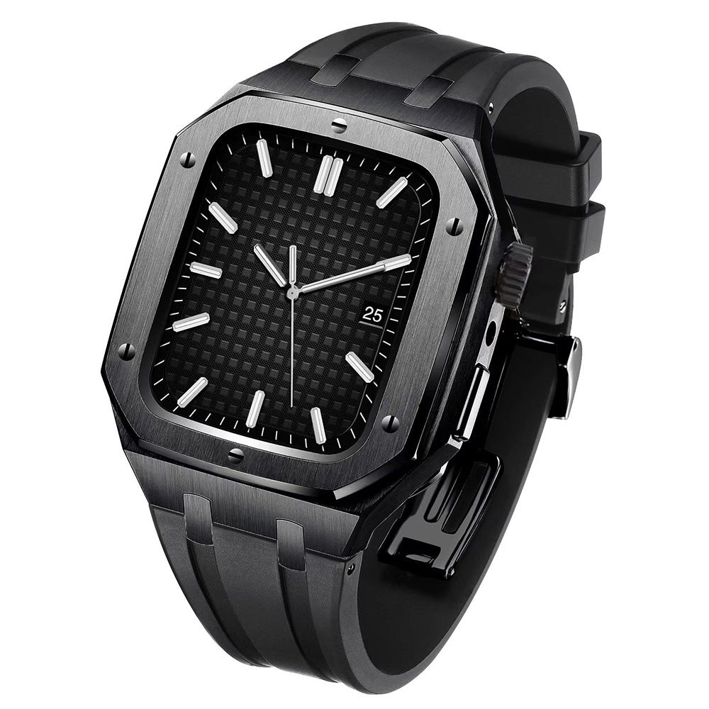 AP Silicone Band Stainless Steel Case Retrofit Kit For Apple Watch