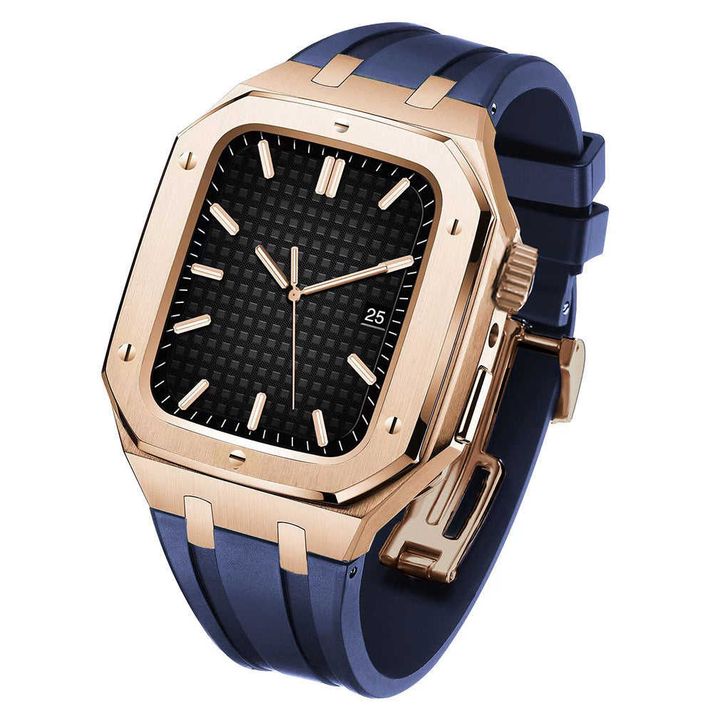 AP Silicone Band Stainless Steel Case Retrofit Kit For Apple Watch