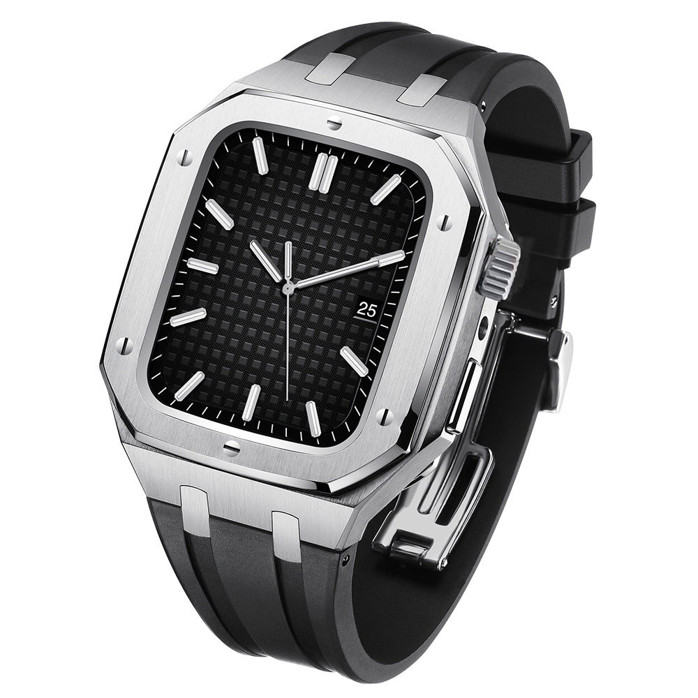 AP Silicone Band Stainless Steel Case Retrofit Kit For Apple Watch
