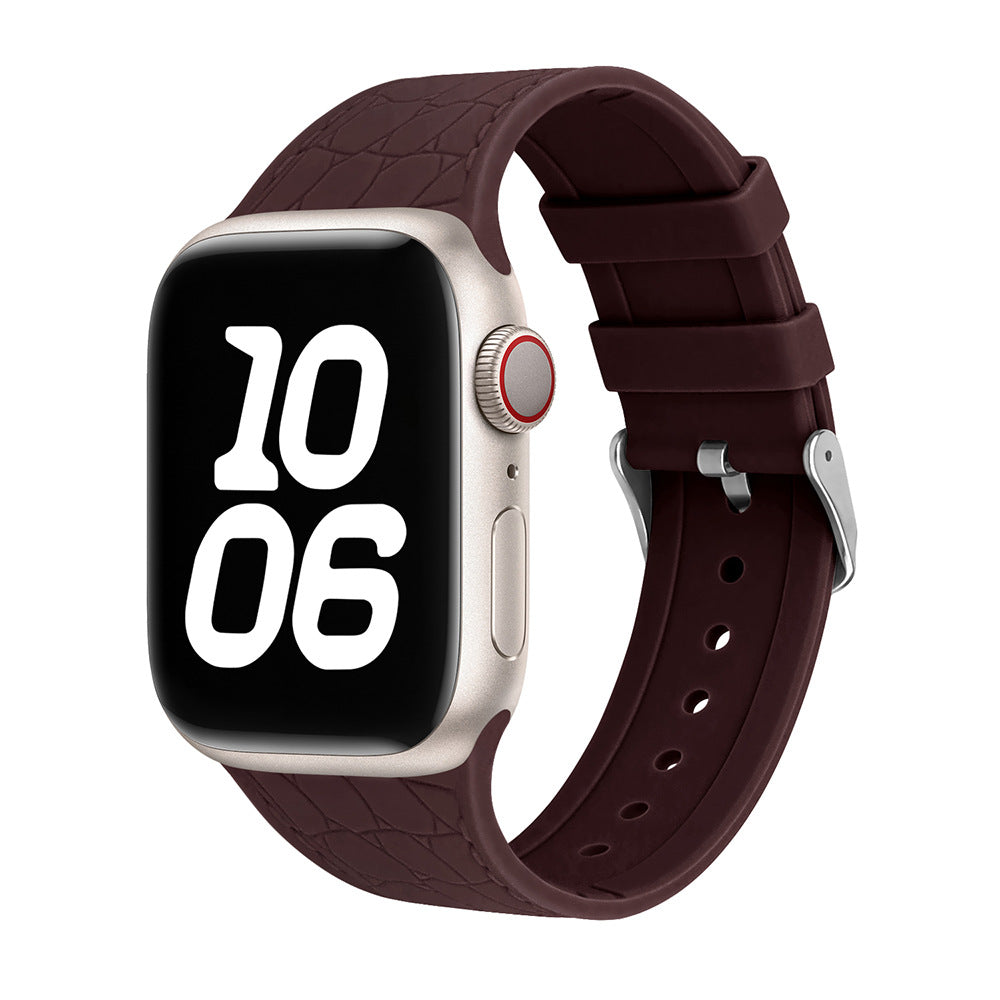 Lychee Texture Silicone Watch Band For Apple Watch