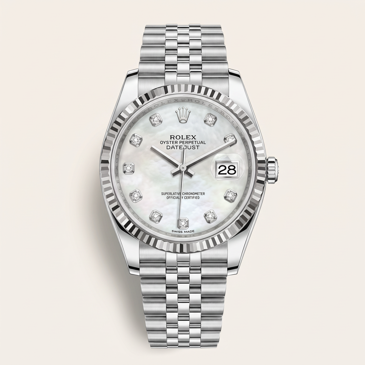 Datejust Mother of Pearl And Diamonds Dial, Stainless Steel Automatic Watch