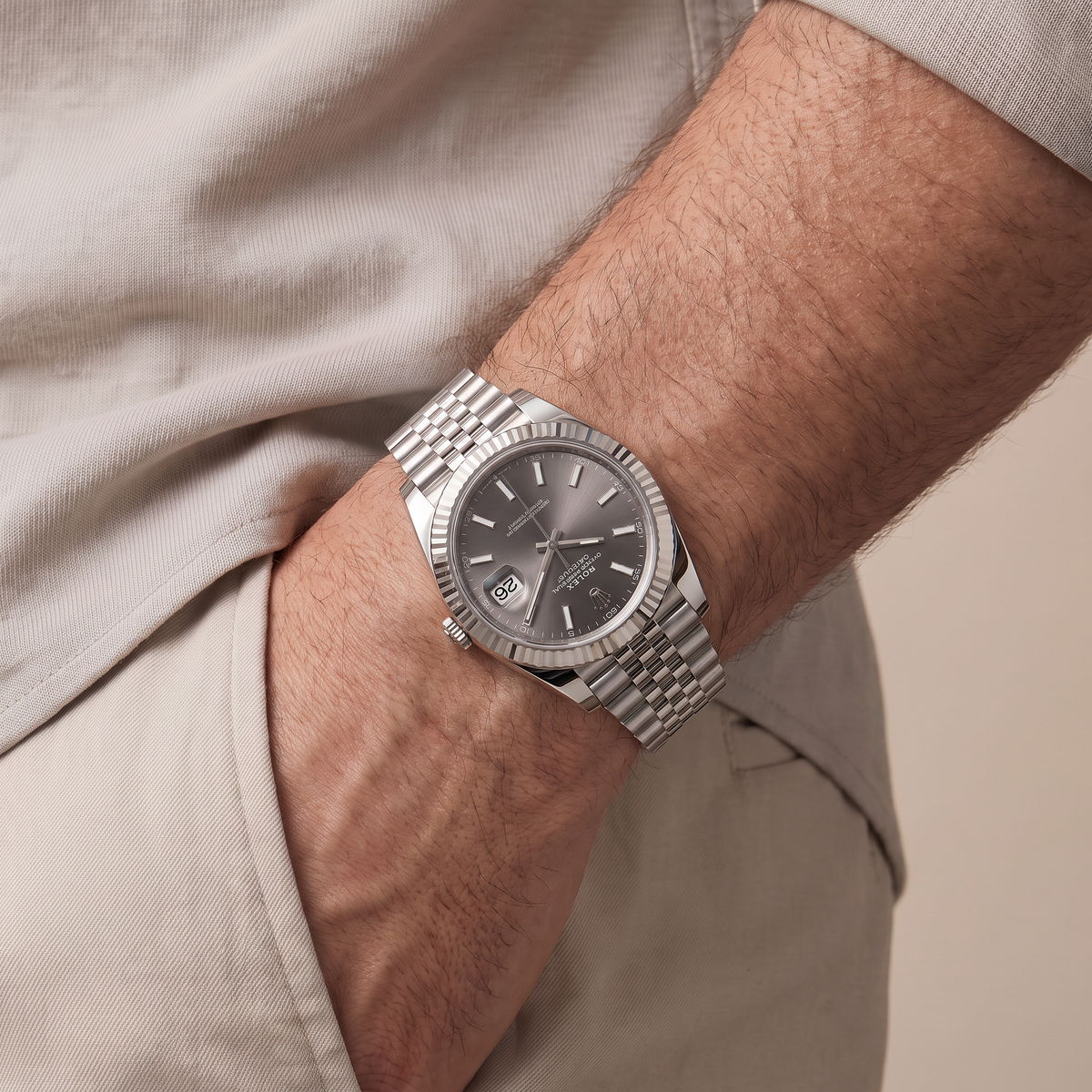 Datejust Oyster Perpetual Oystersteel Grey Dial Men's Watch