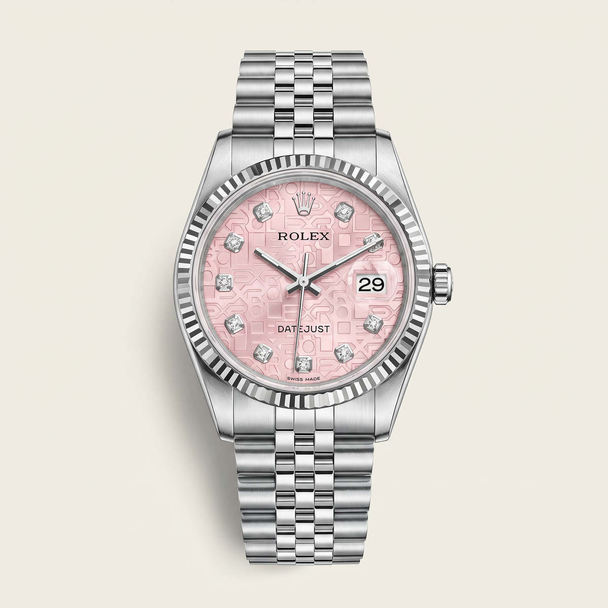 Datejust Pink Computer Dial Stainless Steel Jubilee Automatic Watch
