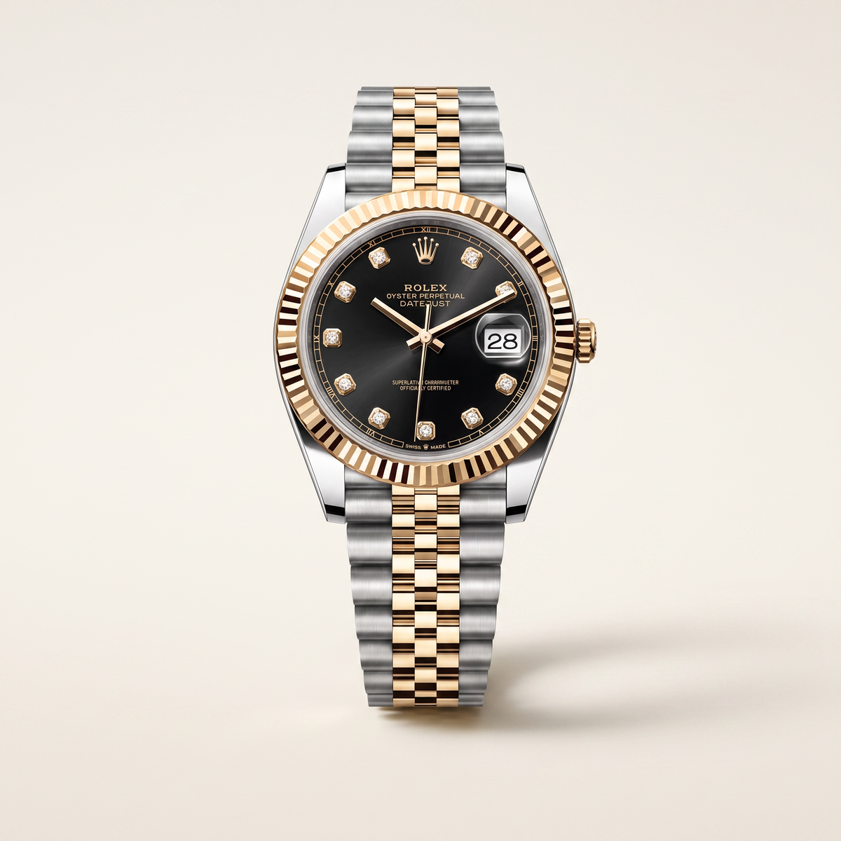Datejust Stainless Steel Yellow Gold Black Diamond Dial Jubilee Bracelet Automatic Watch