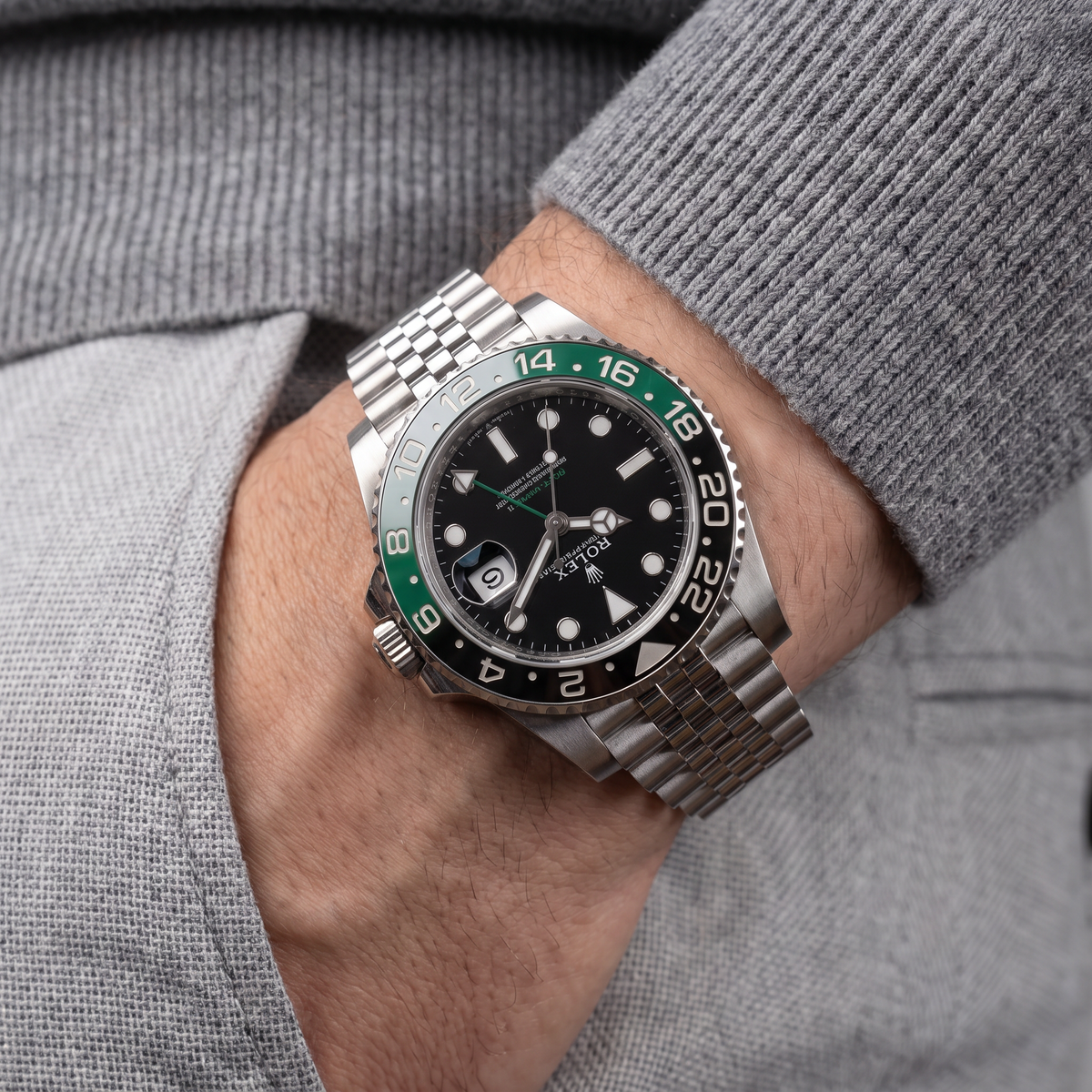 GMT Master II 126720 Sprite Bezel Steel Black Dial Automatic Men's Watch