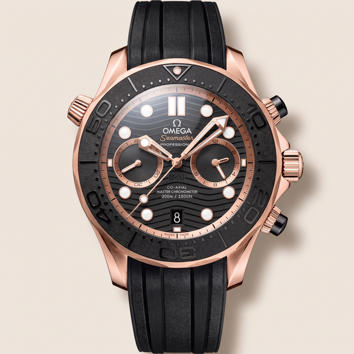 Seamaster Diver 300M Black Dial Rose Tone Bi-Color Automatic Watch 210.62.44.51.01.001