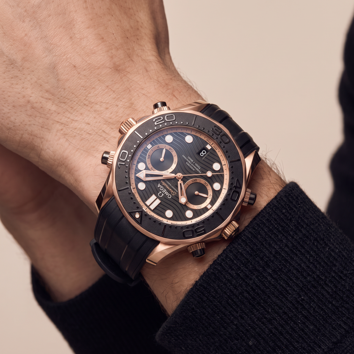 Seamaster Diver 300M Black Dial Rose Tone Bi-Color Automatic Watch 210.62.44.51.01.001