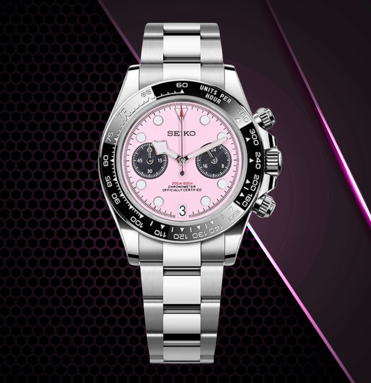 Seiko Mod Black Bay Chrono Pink