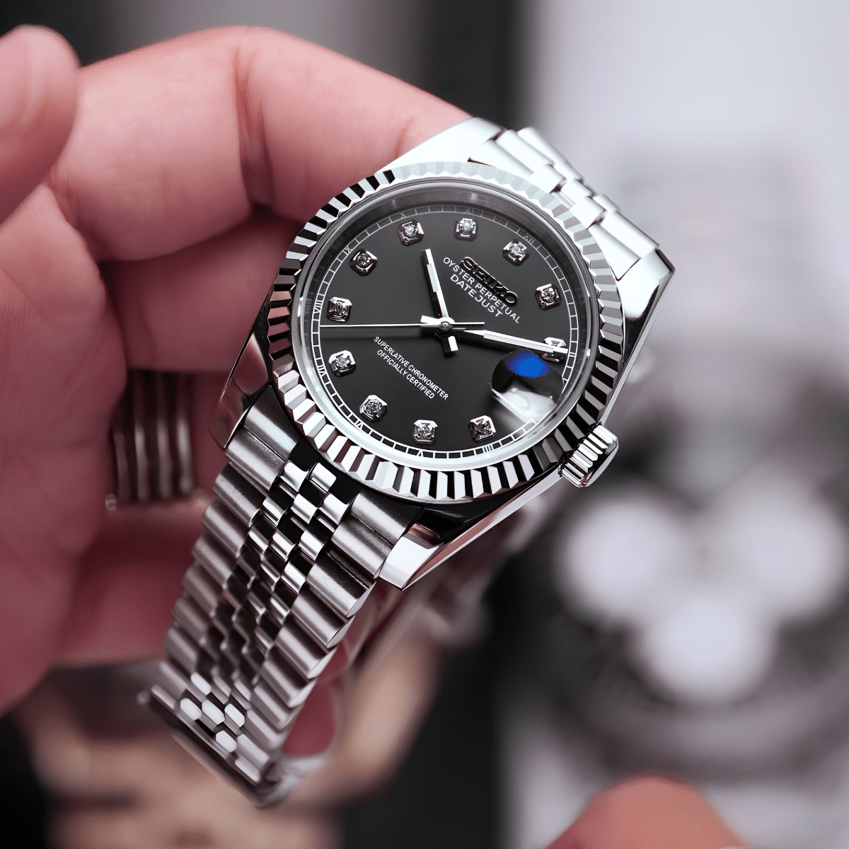 Seiko Mod Datejust Gem Black