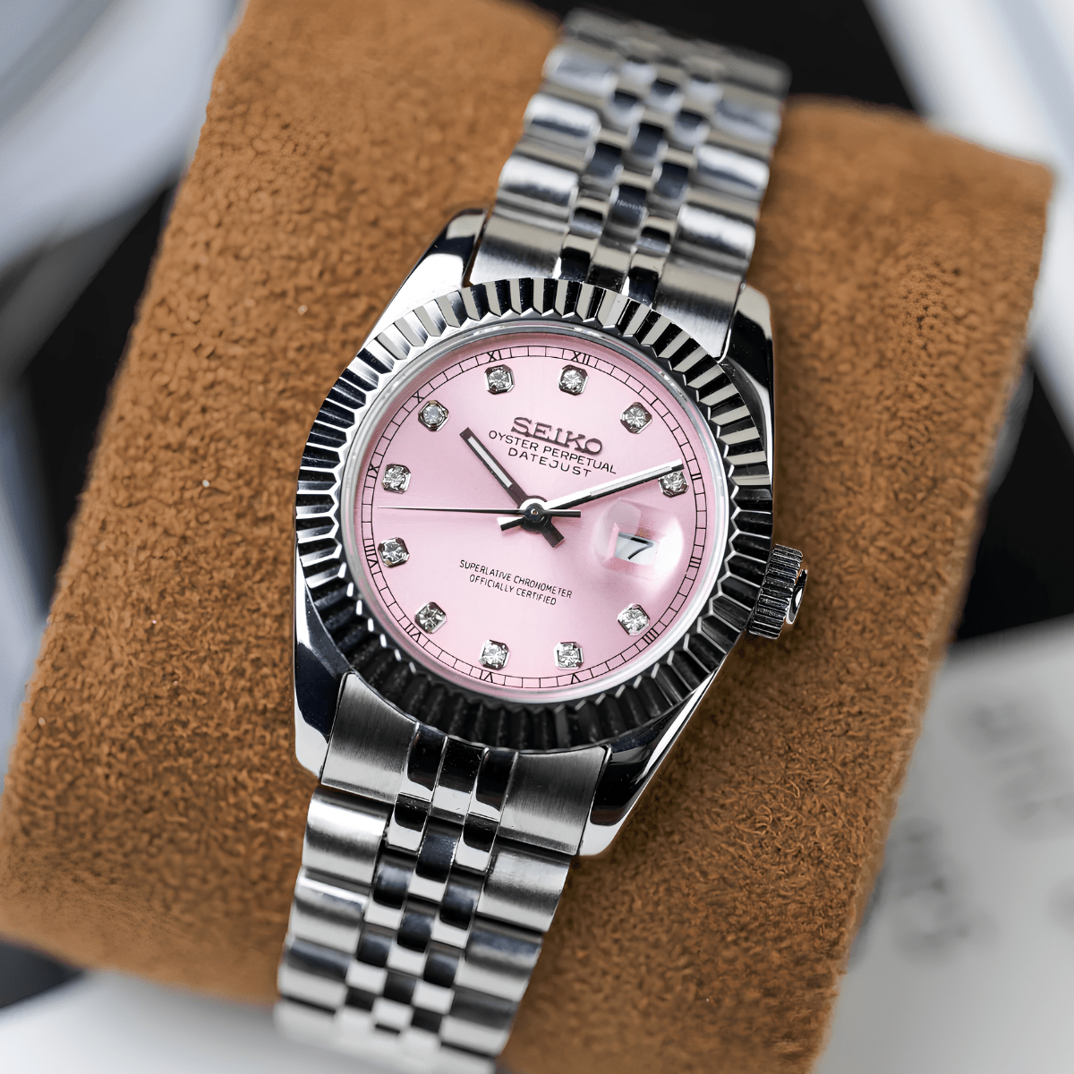 Seiko Mod Datejust Lady Gem Pink
