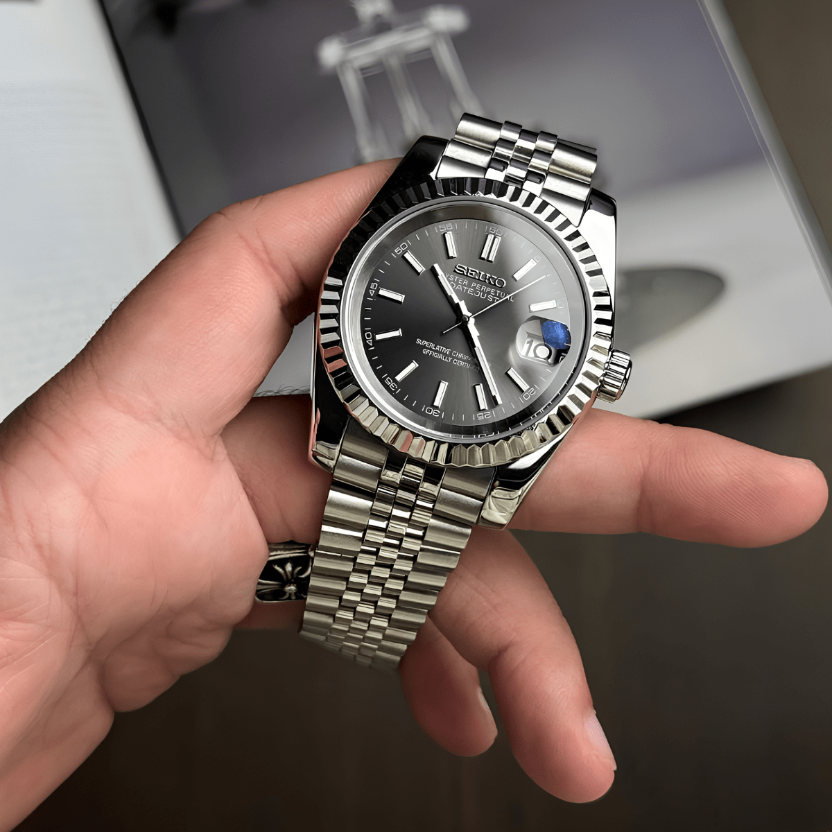 Seiko Mod Datejust "Rhodium"