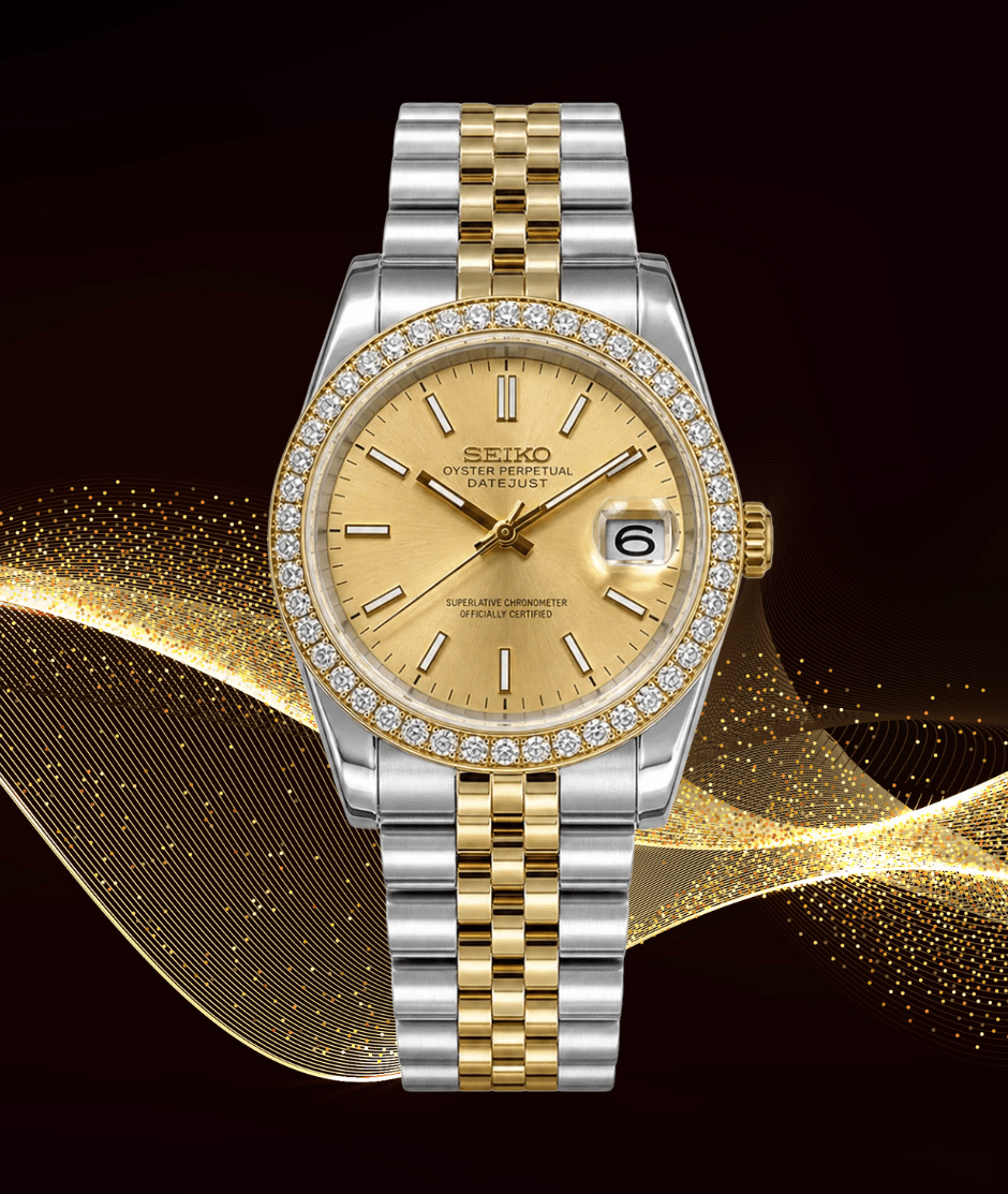 Seiko Mod Datejust Twotone Gem Gold