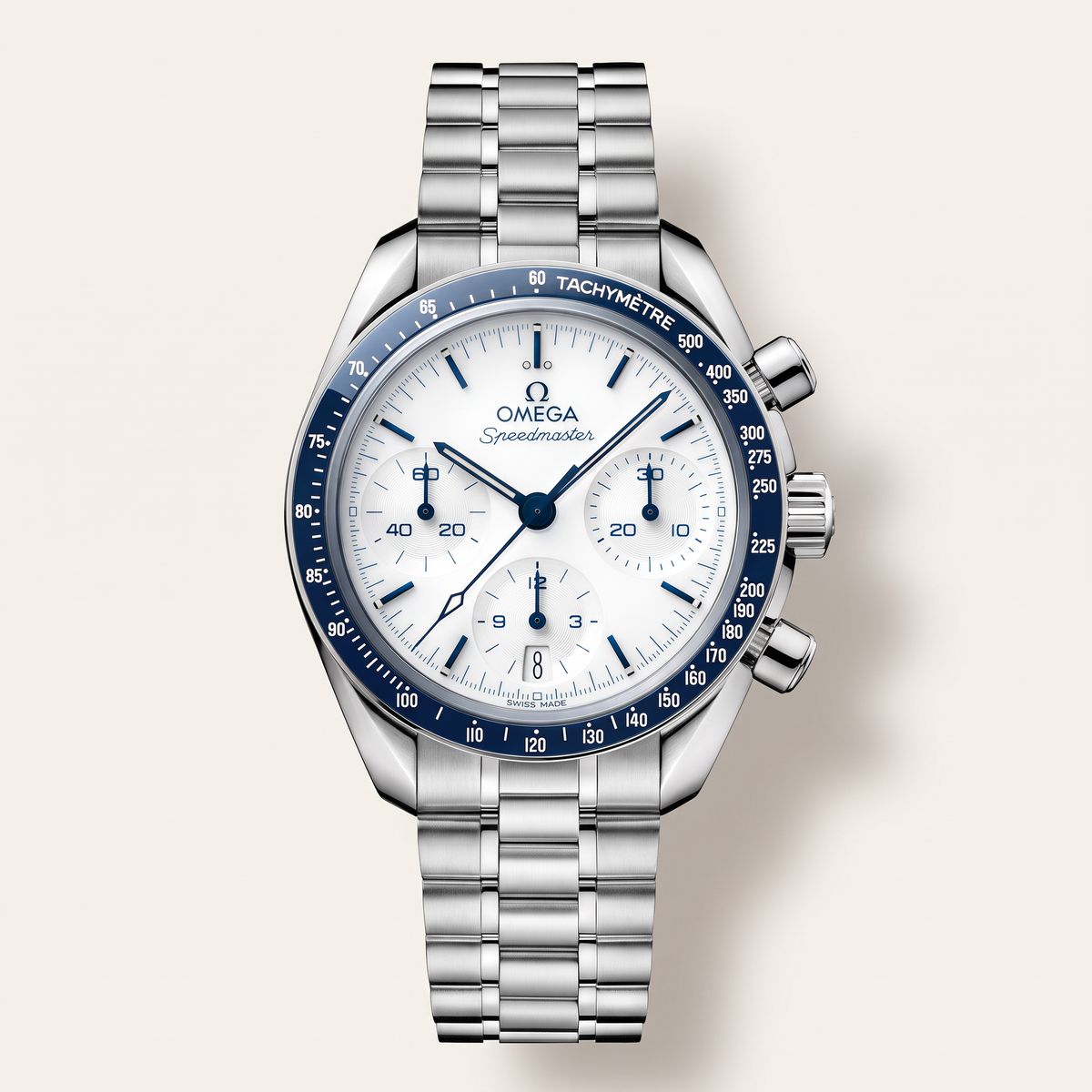 Speedmaster White Dial Blue Bezel Stainless steel Automatic Watch